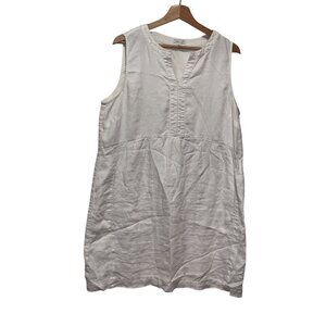 J. Jill White Sleeveless Linen Blend  V Neck Mini Women's Dress Size L petite